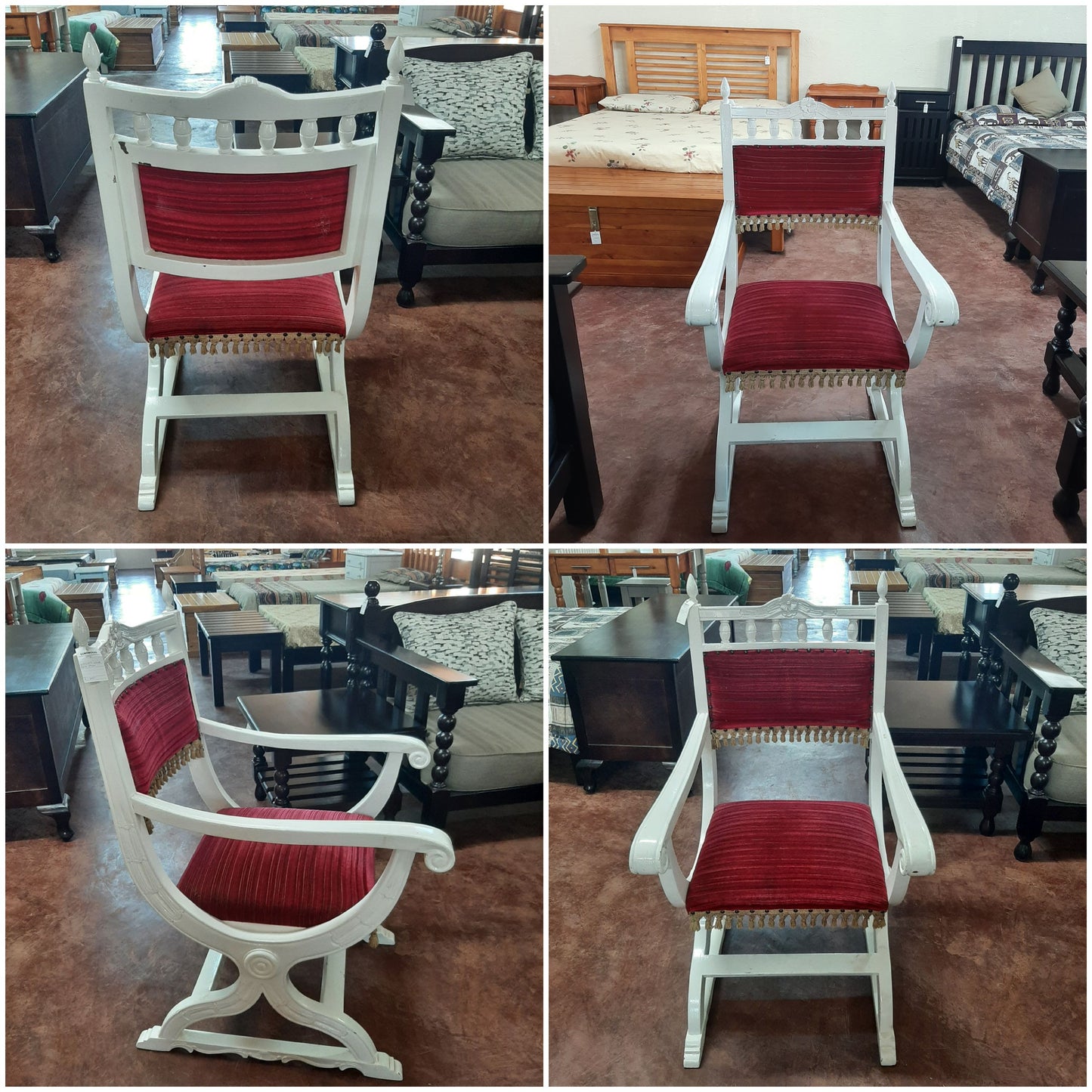 White upholstered arm chair