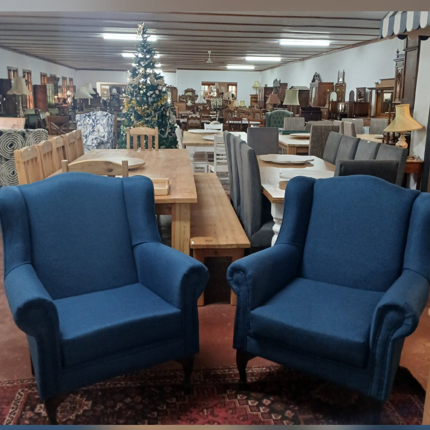 Wingback chairs navy blue