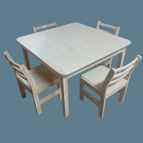 90x90 kiddies table & Europa Chairs in Whitewashed pine.