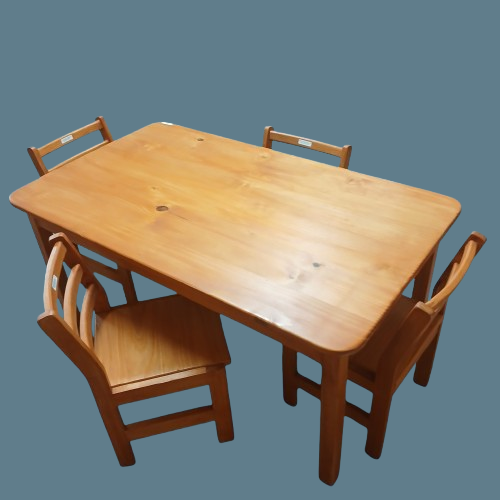 1,2x70 Kiddies table & chairs in pine stained Oregon