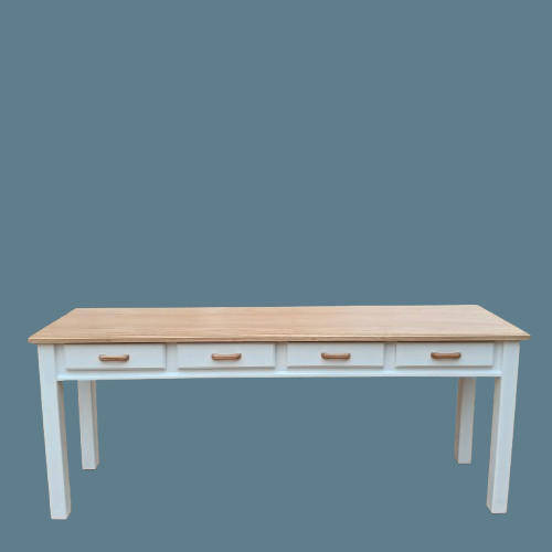 4 drawer server painted white with an oak top & oak handles