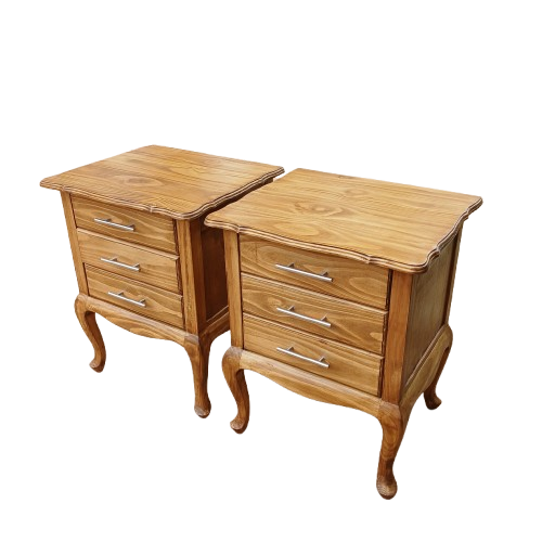 Rustic 3 Drawer Queen Anne Pedestals