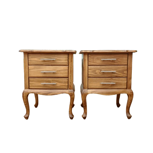 Rustic 3 Drawer Queen Anne Pedestals