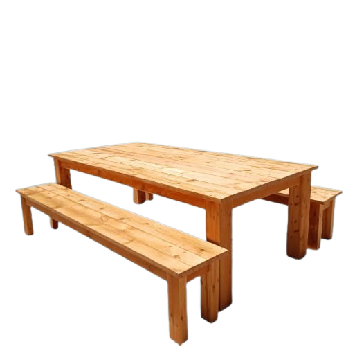 Old Oregon Pine Dining Table & benches