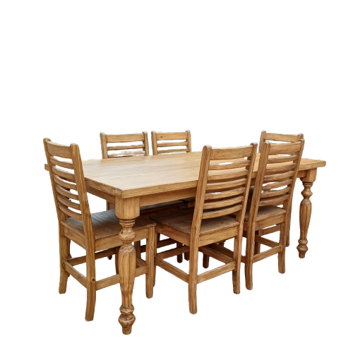 Pine Six Seater Dining Set In Rustic Finish
