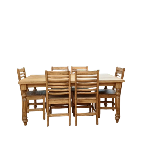 Pine Six Seater Dining Set In Rustic Finish