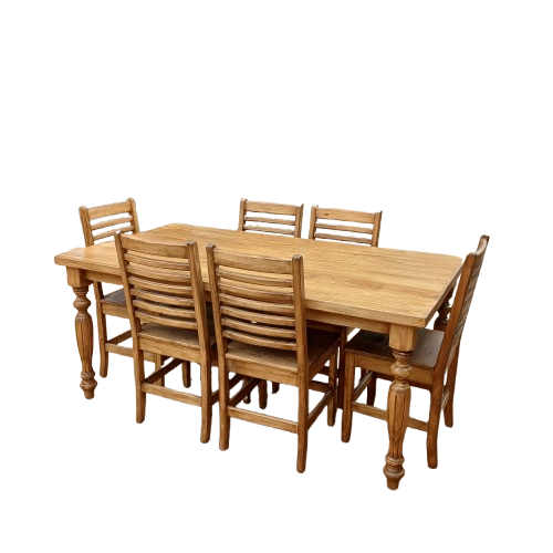 Pine Six Seater Dining Set In Rustic Finish