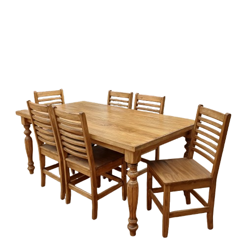 Pine Six Seater Dining Set In Rustic Finish