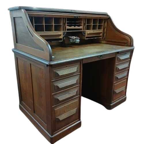 Very Rare 19th Century Oak Rolltop Desk.