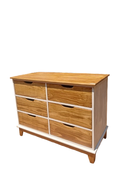 2 tone chest of 6 drawers