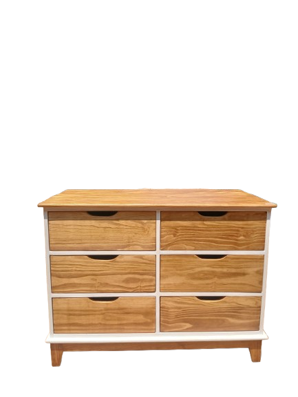 2 tone chest of 6 drawers