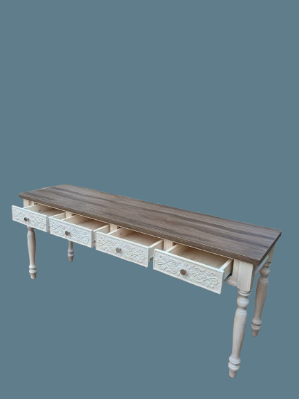 2-Tone 4 Drawer Server with Carved Drawer Fronts