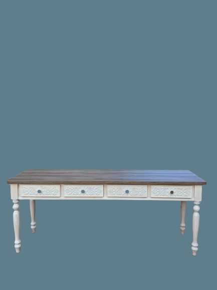 2-Tone 4 Drawer Server with Carved Drawer Fronts