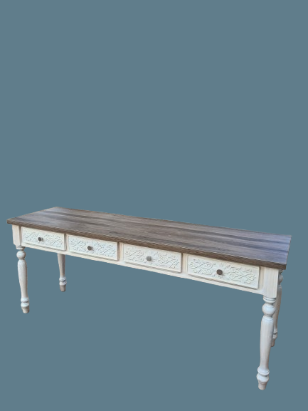 2-Tone 4 Drawer Server with Carved Drawer Fronts