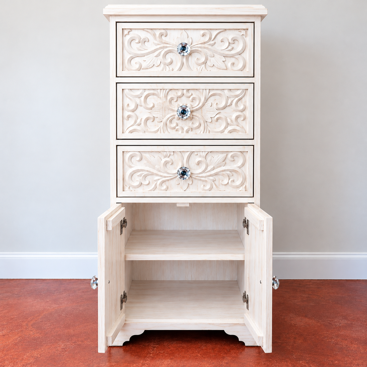 Carved 2-Door/3-Drawer Cabinet