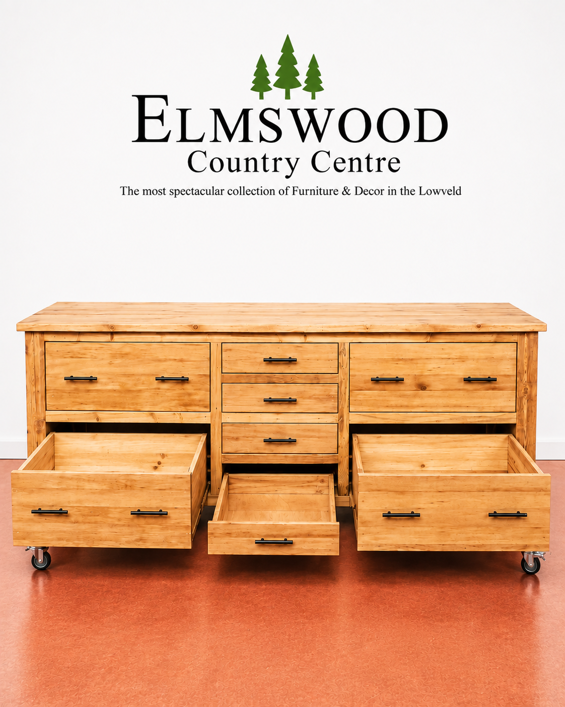 Clear Oregon Pine 8 Drawer sideboard