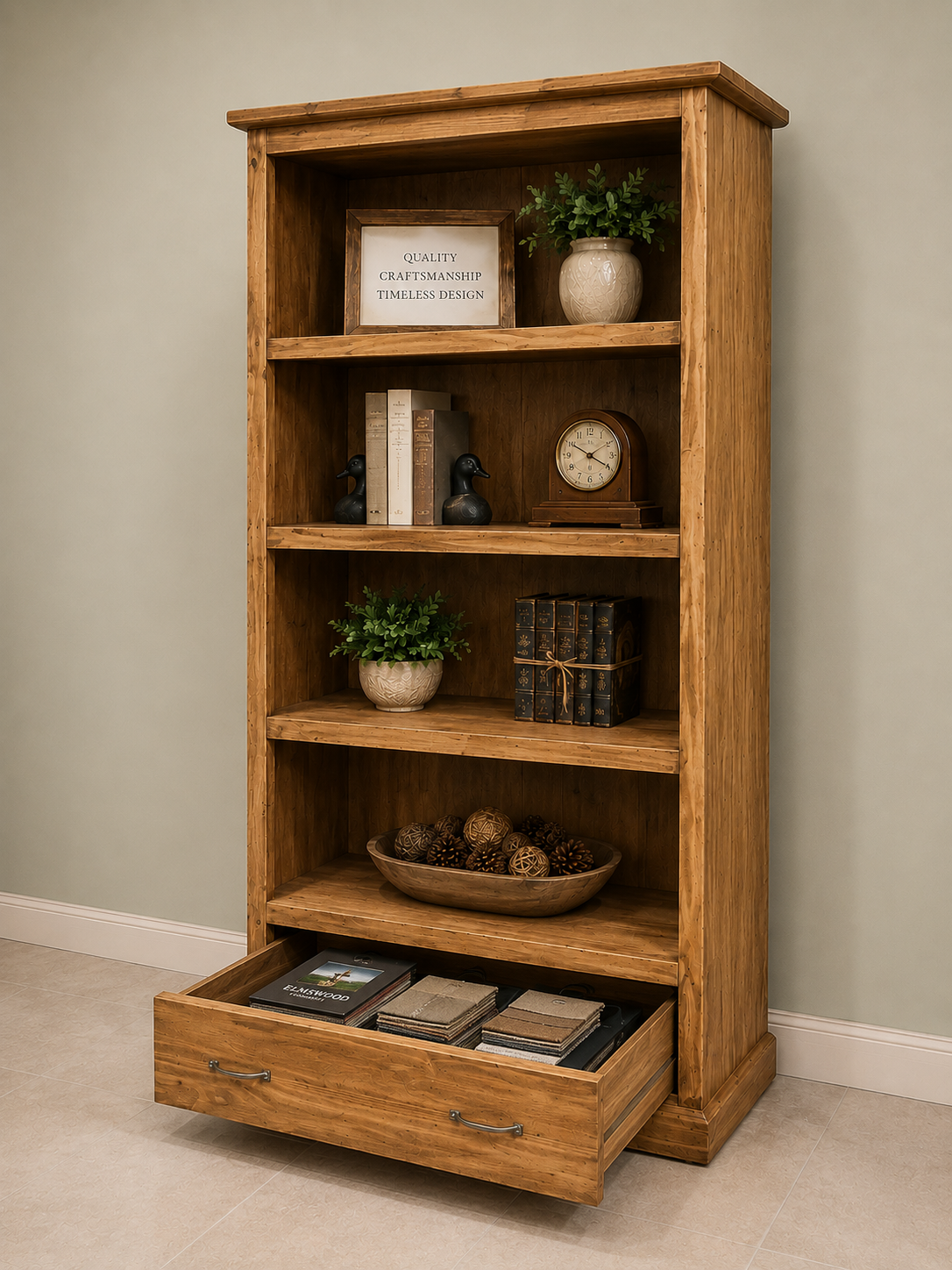 Bookcase with a drawer