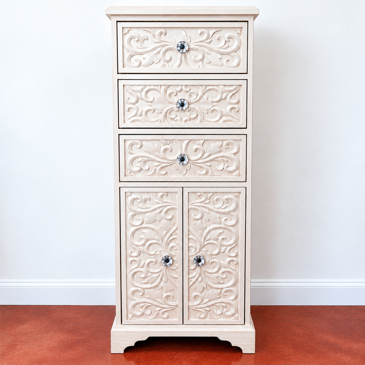 Carved 2-Door/3-Drawer Cabinet
