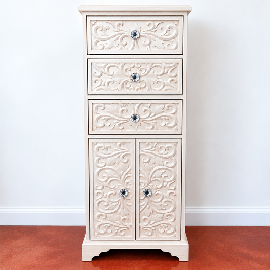 Carved 2-Door/3-Drawer Cabinet