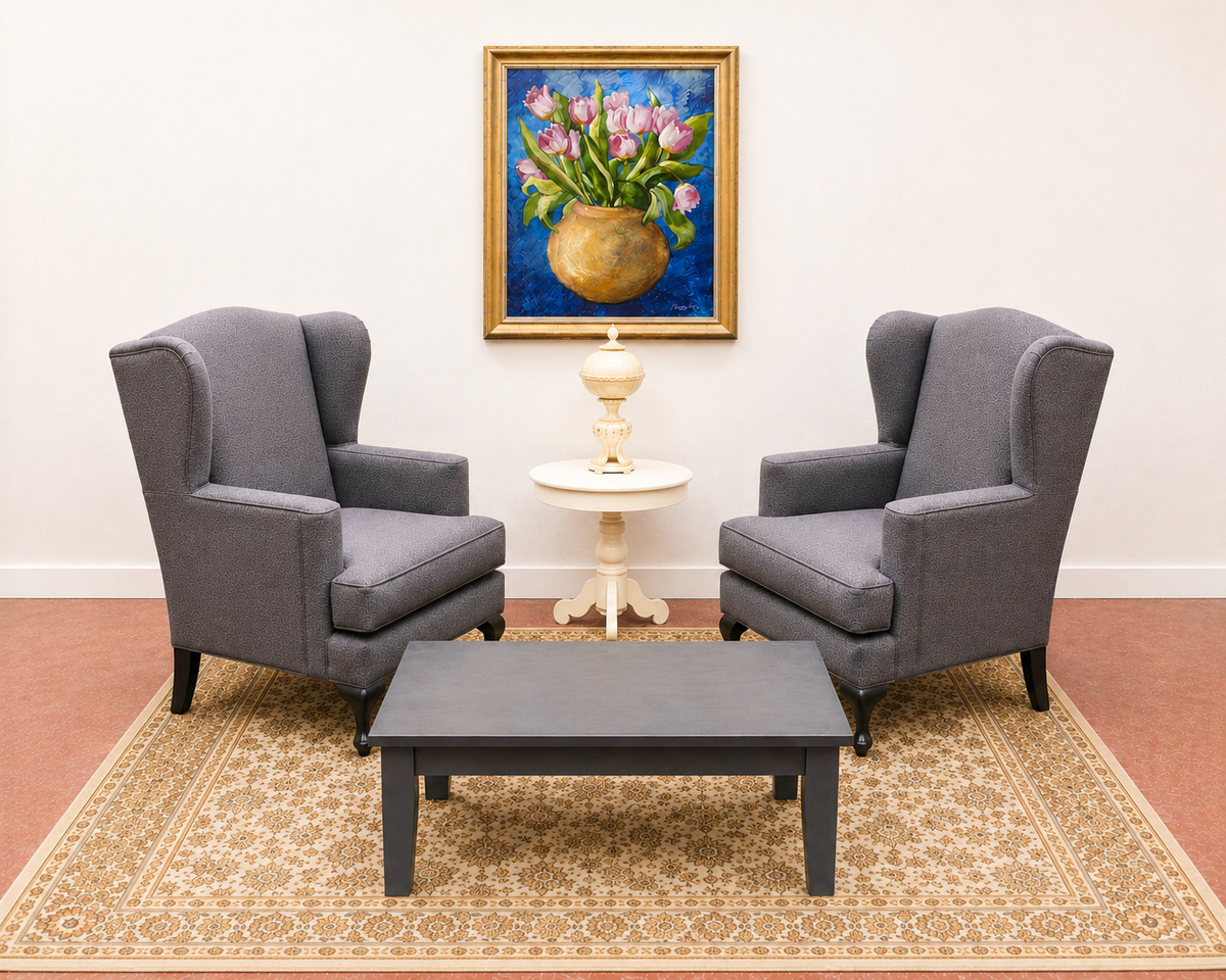 Set of Grey Wingback Chairs