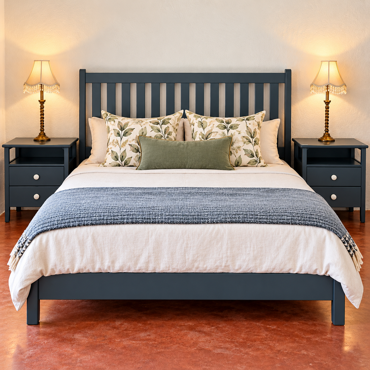 Queen Slatted bed & Pedestals