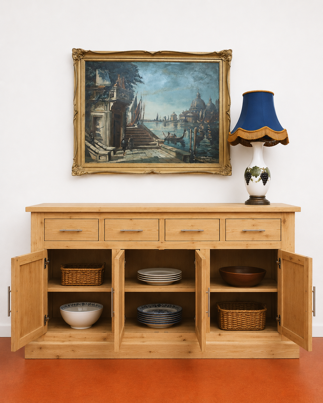 Old Oregon Pine 4 Door/ Drawer Sideboard