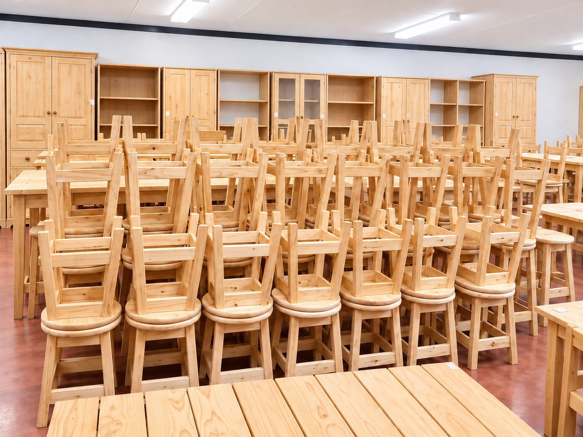 Raw Pine Round Bar Stools