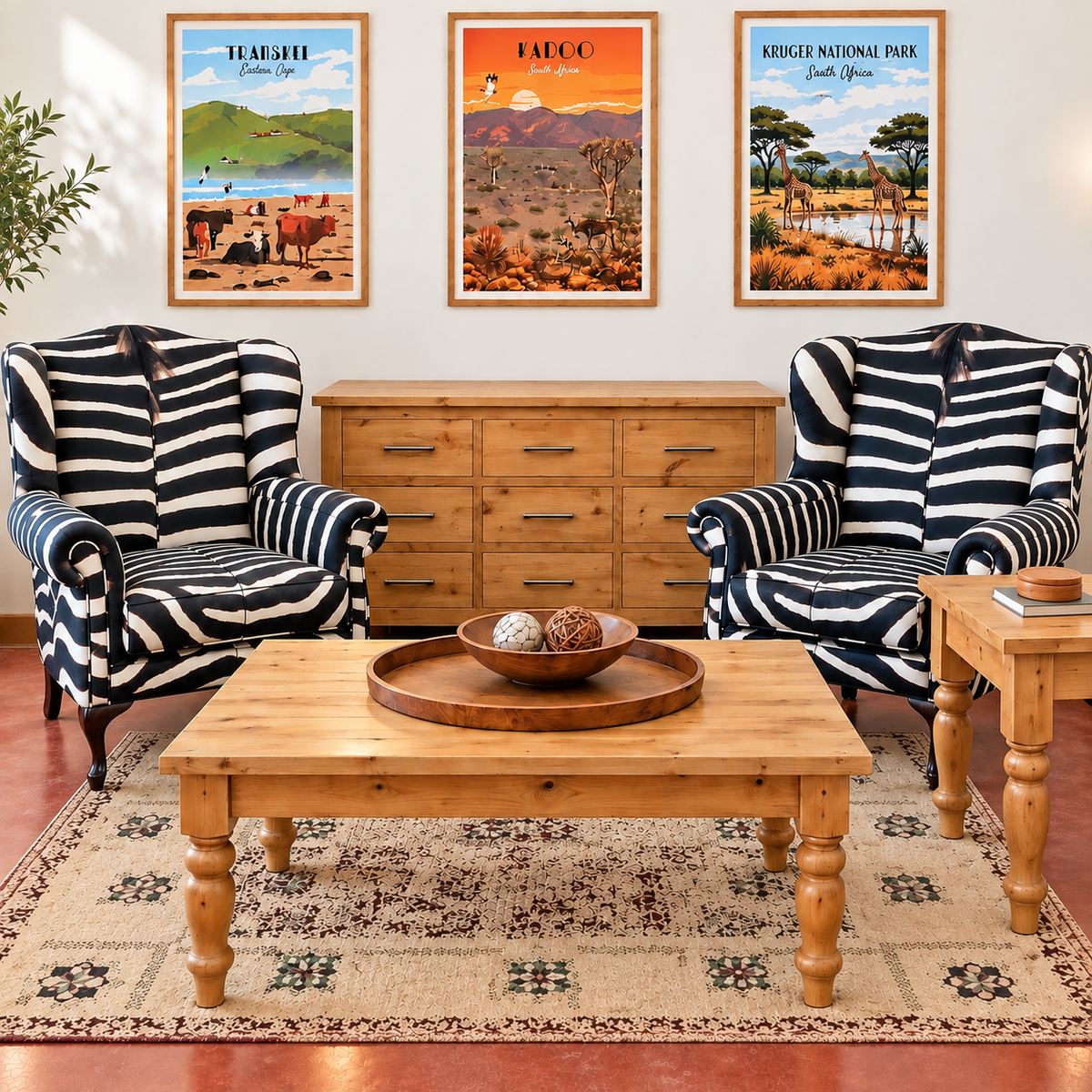 Zebra Print Wingback Chairs