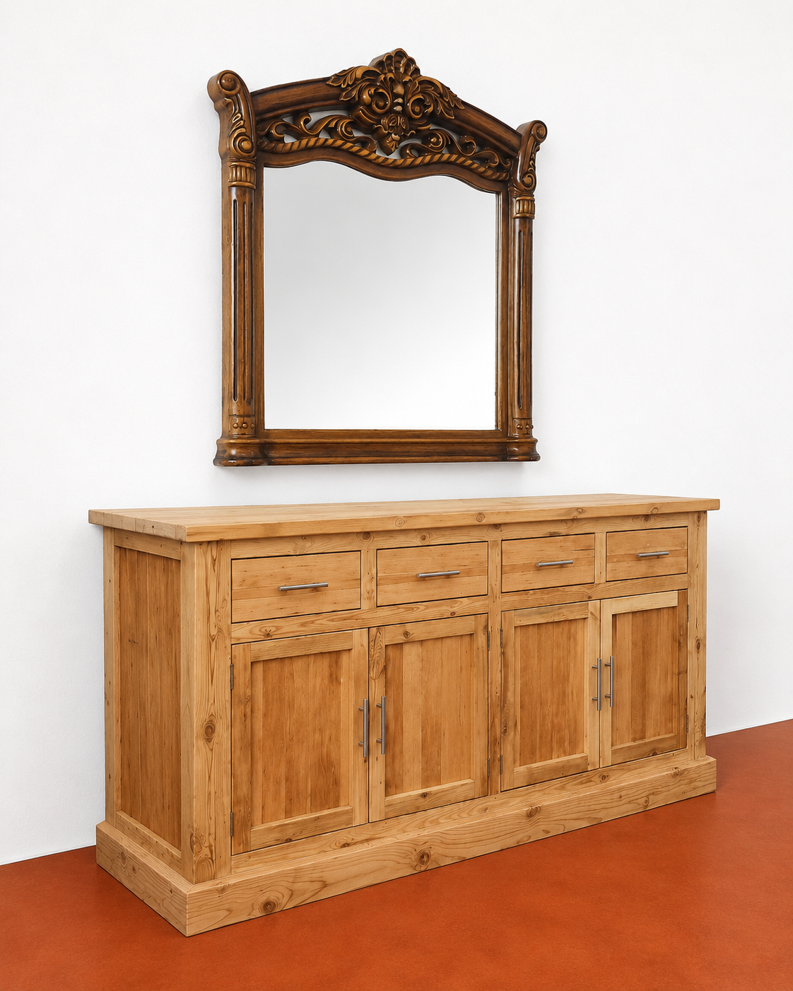 Old Oregon Pine 4 Door/ Drawer Sideboard