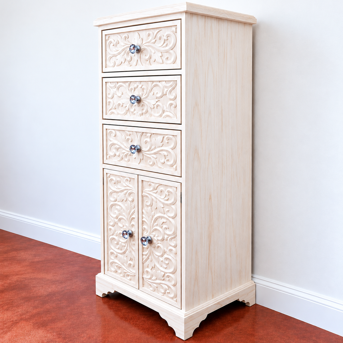 Carved 2-Door/3-Drawer Cabinet