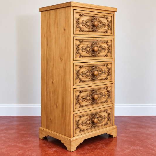 Chest of 5 Carved Drawers