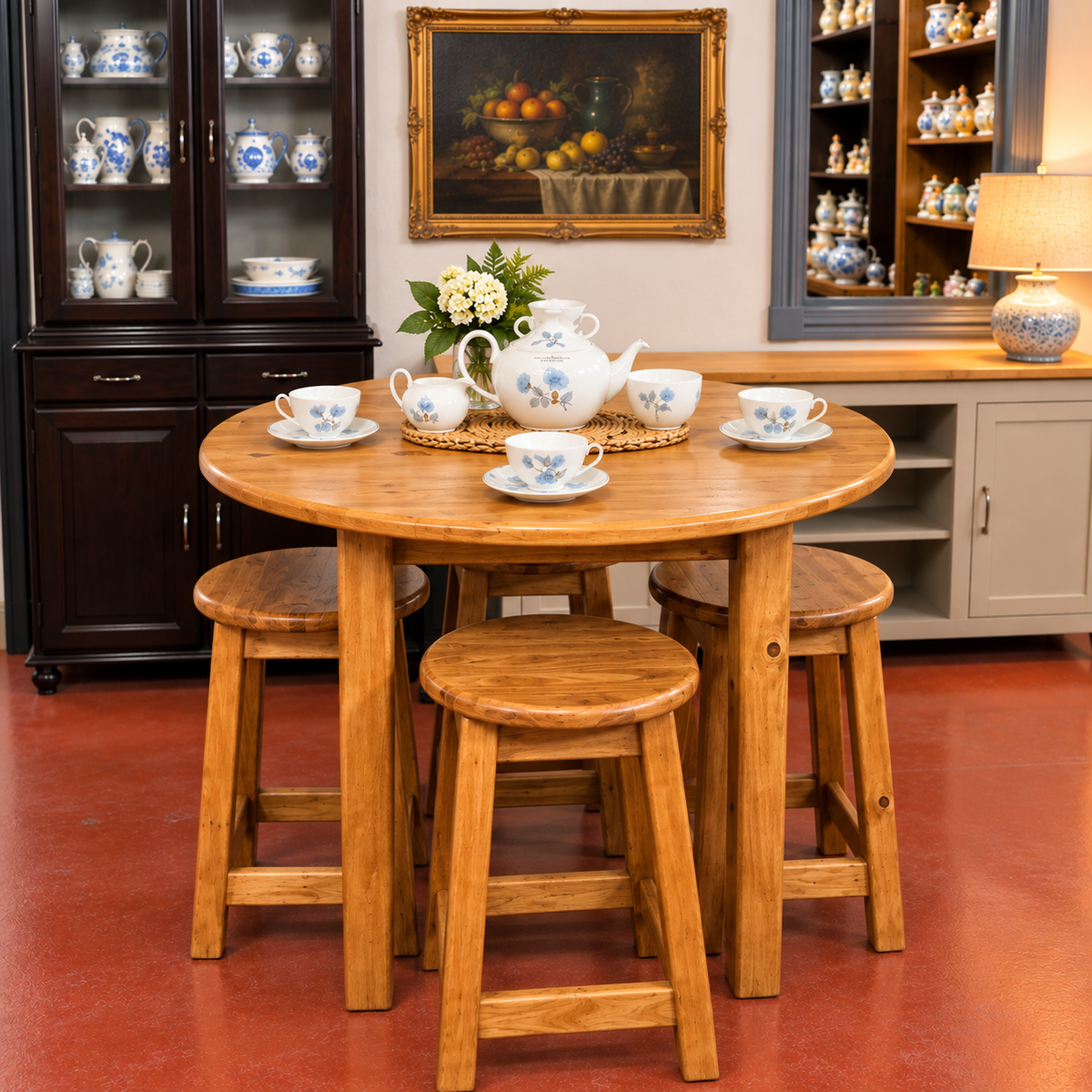 Round Kitchen High Table with Stools