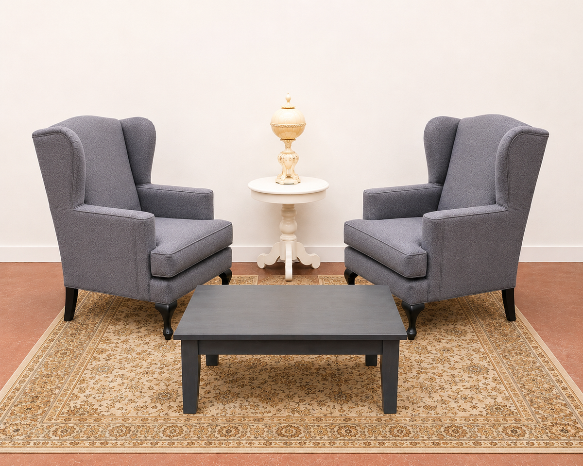 Set of Grey Wingback Chairs