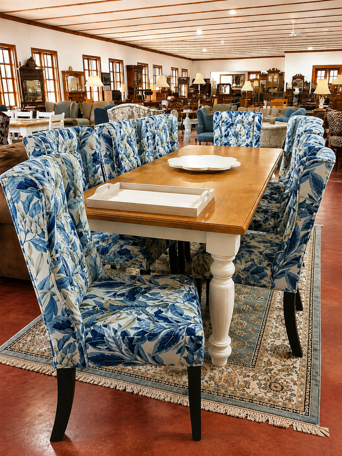 2,4X1,2 2-Tone Dining Table & Upholstered Chairs