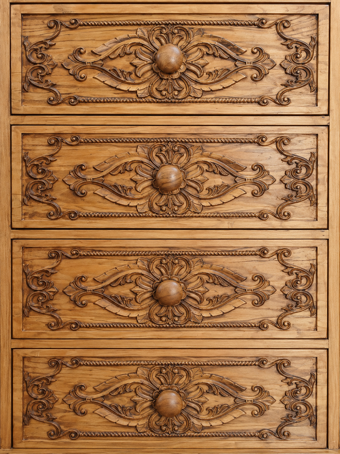 Chest of 5 Carved Drawers
