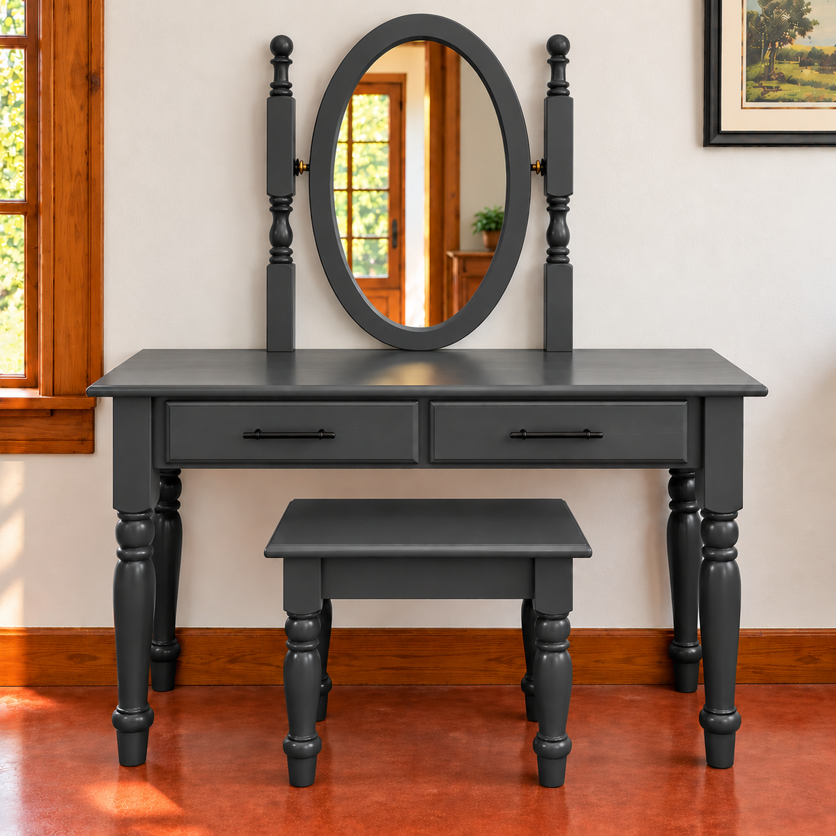 Bovine 2-Drawer Dressing Table & Stool